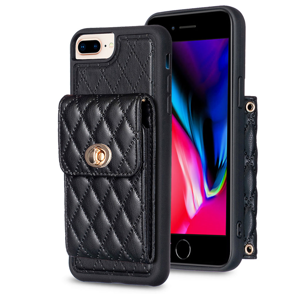 BF20 Card Holder Anti-drop Cover for iPhone 6 Plus/7 Plus/8 Plus/6s Plus 5.5 inch PU Leather Coated TPU Case with Strap BF20 Card Holder Anti-drop Cover for iPhone 6 Plus/7 Plus/8 Plus/6s Plus 5.5 inch PU Leather Coated TPU Case with Strap